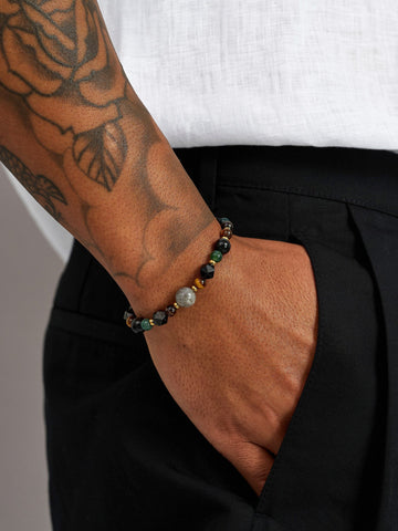Nialaya Men's Beaded Bracelet Spiritual Power Bracelet Spiritual Power Bracelet